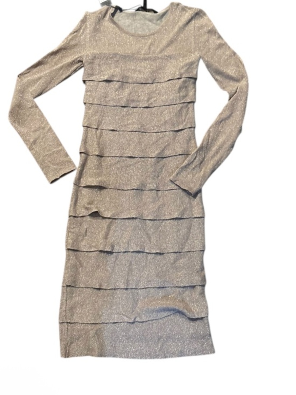 Bcbgmaxazria silk blend dress Mariah sesame gold layered new xs
